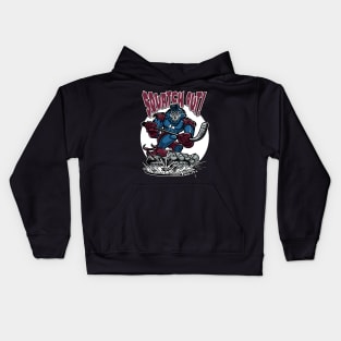 Squatch Out Hockey Player Mascot Kids Hoodie